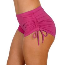 Short feminino moda praia com regulagem lateral sunquíni franzido shortinho bionda liso - Águas Claras