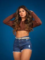 Short Feminino Mom Jeans Premium Estiloso Fashion Com Cinto