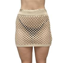 Short Feminino Saida de Praia Saia Crochê Trico Larguinha Moda Verão