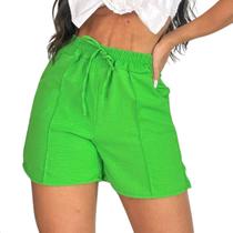Short Feminino Soltinho Com Elastico e Bolso Cintura Alta