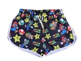 Short Feminino Super Mario Jogo Nintendo Tactel Praia Modinha TAMANHO P Short Feminino Super Mario Jogo Nintendo Tactel Praia Modinha TAMANHO P
