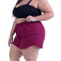 Short Feminino Tactel Plus Size Com Cordão Calção De Banho Saída De Praia Piscina Verão Ficar em Casa