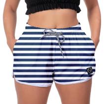 Short Feminino Tactel Praia Com Elastico Ajustável e Bolsos Moda Casual Academia Verão Premium