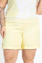 Short Feminino Viscose Amarelo Medimodas com Estampa Floral Short Feminino Viscose Amarelo Medimodas com Estampa Floral