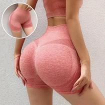 Short Fitness Cintura Alta Academia Push Up S Costura Yoga