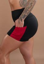 Short Fitness Cintura Alta Feminino Com Bolso Tela Academia Treino Corrida F7 NEW STYLE