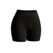 Short Fitness Com Bolso Feminino Corrida Treino Liso Básico Short Fitness Com Bolso Feminino Corrida Treino Liso Básico