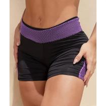 Short Fitness Energy Mesh Preto com Roxo