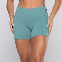 Short Fitness Feminina Poliamida Textura Recortes Bolso Short Fitness Feminina Poliamida Textura Recortes Bolso