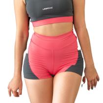 Short Fitness Feminino Cinza com Detalhe Goiaba - Exclusive