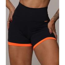 Short Fitness Gym Tradicional Preto com Laranja Neon