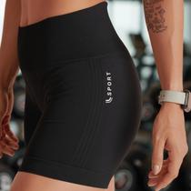 Short Fitness Lupo LSport Levanta Bumbum Compressão Cós Alto Sem Costura Preto Academia Treino