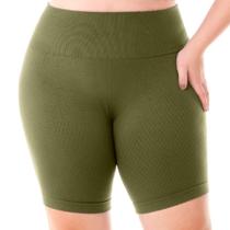 Short Fitness sem Costura Plus Size com Jacquard Colmeia Cactus Zee Rucci Short Fitness sem Costura Plus Size com Jacquard Colmeia Cactus Zee Rucci