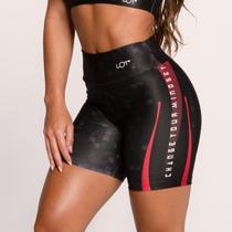 Short Fitness Suplex Estampado Preto com Vermelho Change You Short Fitness Suplex Estampado Preto com Vermelho Change You