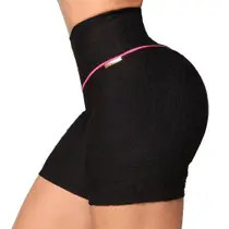 Short Fitness Walk Empina Bumbum Jacquard Perle Preto Moving