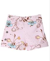 Short florata detalhes no cós