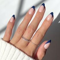 Short Glamnetic French Riviera azul marinho Press On Nails