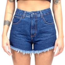 Short Hot Pant Jeans Amassado Azul Escuro Lady Rock