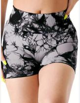 Short Hupana Sem Costura Levanta Bumbum Tie Dye Academia bege