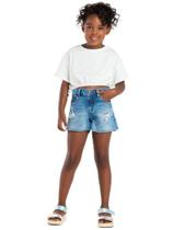 Short infantil feminino jeans com strass