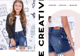 Short Infantil Menina Curto Up Teen Max Denim Kids Tam 10 ao 16 - Ref 9440