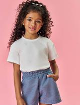 Short Infantil Menina Em Sarja Azul Jeans Médio Mundo Cinti