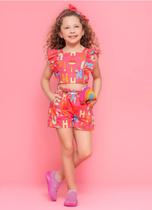Short Infantil Menina Estampado Colorido Grife Pituchinhus