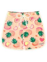 Short Infantil Menina Total Print Abacaxi Laranja Cinti Short Infantil Menina Total Print Abacaxi Laranja Cinti