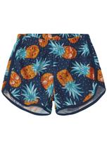 Short infantil meninas Marisol tropical azul marinho cotton