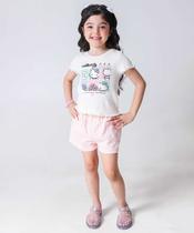 Short Infantil Sarja Clochard Bolsos Tam 4 a 10 Rosa-56209
