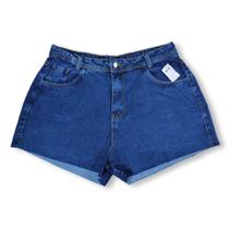 Short Jeans Azul Escuro Liso Cintura Alta Com Bolsos Plus Size Feminino Levanta Bumbum Sem Lycra 48 ao 56 Tamanho Grande Short Jeans Azul Escuro Liso Cintura Alta Com Bolsos Plus Size Feminino Levanta Bumbum Sem Lycra 48 ao 56 Tamanho Grande