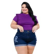 Short Jeans Barra Dobrada Plus Size Tamanho Grande