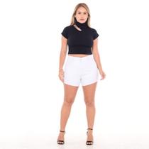 Short Jeans Básico Branco De Barra Desfiada Premium