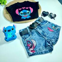 Short jeans BORDADO STITCH 2 ao 12 (Moda blogueirinha)