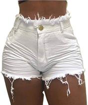Short jeans branco básico feminino cintura alta na cor branco no tamanho 36