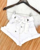 Short Jeans Branco Cordão Sal e Pimenta