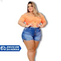 Short Jeans Cintura Alta Feminino Plus Size Roupas Femininas