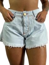 Short Jeans Cintura Alta Godê Verão Retrô Sensualidade Excelente Caimento C38