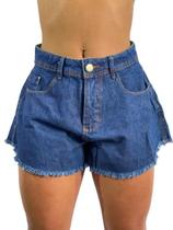 Short Jeans Cintura Alta Godê Verão Retrô Sensualidade Excelente Caimento C38