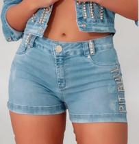 Short Jeans Com Pedraria Pit Bull Jeans 60850