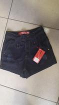 Short jeans couro feminino