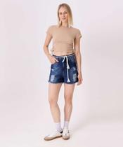 Short Jeans Destroyed Feminino Barra Desfiada-04037