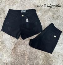 Short jeans feminino adulto cor azul escuro no algodão tamanho 40