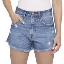 Short Jeans feminino Barra Desfiada Com Rasgos