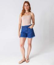 Short Jeans Feminino Barra Desfiada Marisa Azul-33018 Short Jeans Feminino Barra Desfiada Marisa Azul-33018
