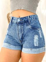 Short Jeans Feminino bermuda destroyed Jeans curto