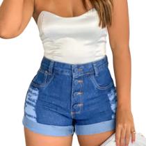 Short Jeans Feminino bermuda destroyed Jeans Premium Da moda Short curto cintura alta