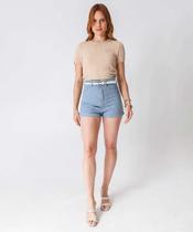 Short Jeans Feminino Cintura Alta Azul-87039