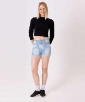 Short Jeans Feminino Cintura Alta Barra Dobrada-33012