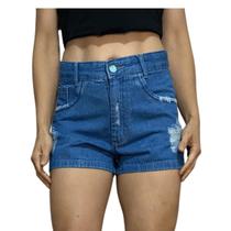 Short Jeans Feminino Cintura Alta Bermuda Verão Bensmat